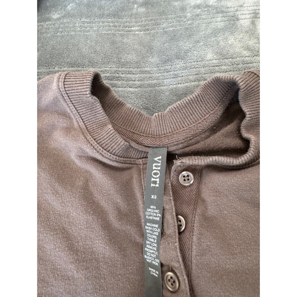 Vuori Laguna Henley in Cocoa Heather Long Sleeve Organic Cotton Sweater Women XS - Picture 16 of 16